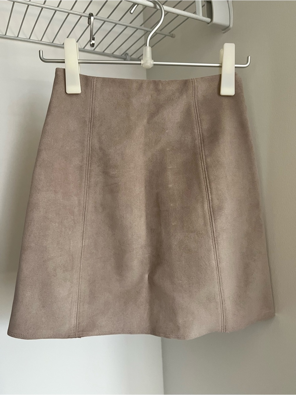 Babaton Suede A-Line Mini Skirt in Taupe